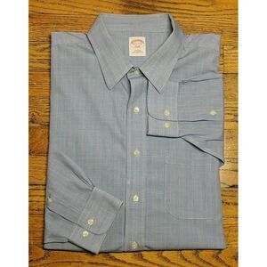 Brooks Brothers 346 Mens Button Up Dress Shirt‎ 17.5 - 2/3 Blue Non Iron Cotton
